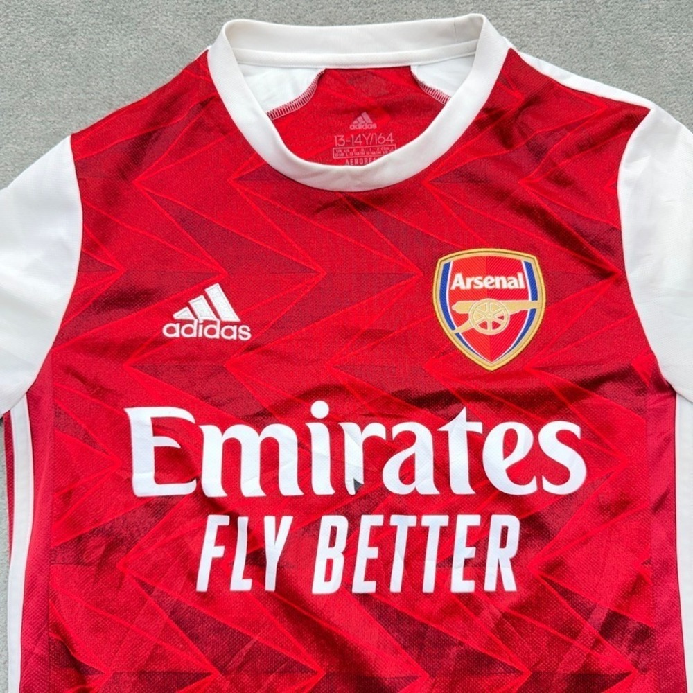 Arsenal FC Adidas Youth 13-14 Home Soccer Jersey Red 2020-21 Emirates Fly Better